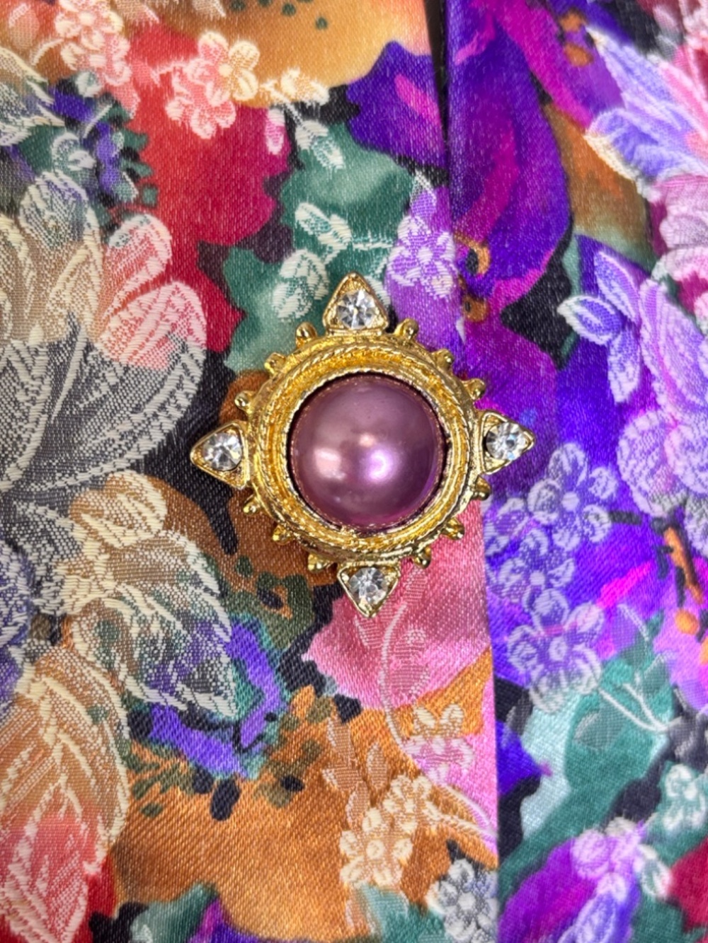 Vintage Ursula Floral Baroque Jacket with Statement Pearl Rhinestone Buttons‎ L - Picture 6 of 10